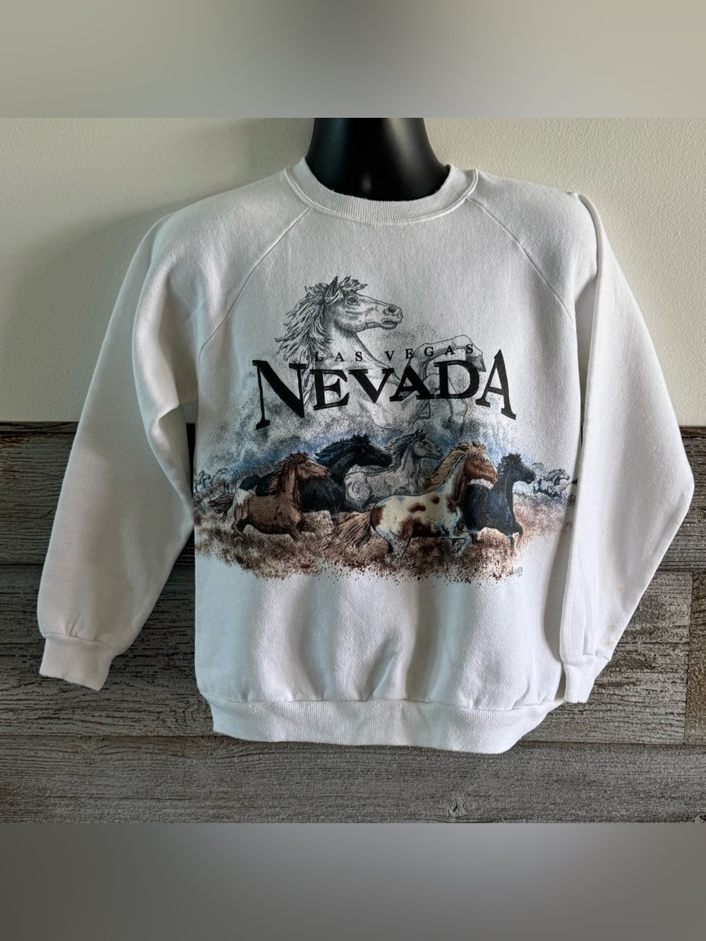 Vintage Nevada Wild Horses Sweatshirt Hanes USA Made Adult Medium (N1)